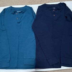 Children’s Place Kids Long Sleeve Henley Shirts - Teal & Navy